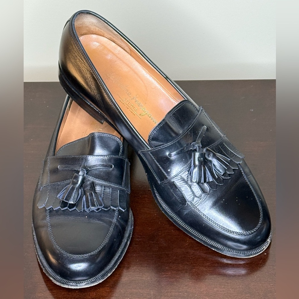Salvatore Ferragamo Men’s Black Tassel Loafers - Made in Italy